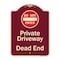 Signmission Designer Series-Private Driveway Dead End With Do Not Enter Symbol, 24" H, BU-1824-9925 A-DES-BU-1824-9925 - alternate 1
